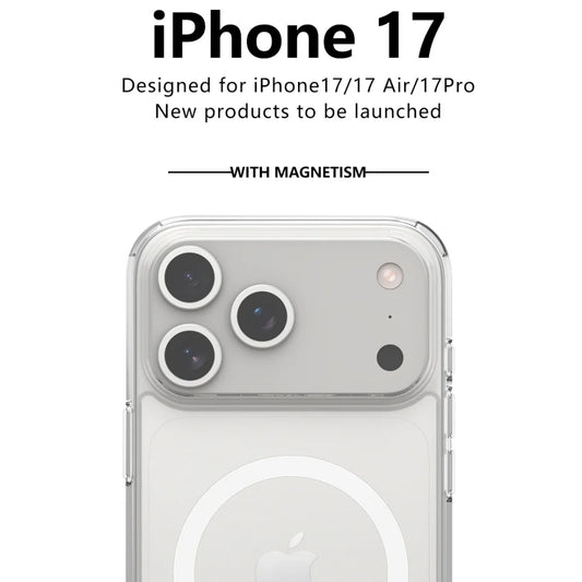 Shockproof for Magsafe Clear Magnetic Wireless Charge Case for Iphone 17 Air 17 Pro Max Hybird Hard Acrylic Back Cover Bumper